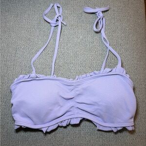 Hollister Lilac Ruffle Bandeau Bikini Top with Tie Straps